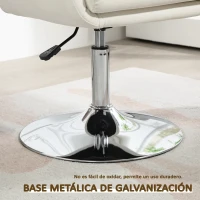 HOMCOM Sillón para Salón Giratorio 360° con Altura Ajustable Respaldo Envolvente Reposabrazos y Cojín 60x60x79-91 cm Blanco(m-7)