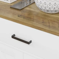 HOMCOM Credenza da Cucina con 2 Cassetti e 2 Armadietti Stile Rustico con Mensole Regolabili, Bianco(m-9)