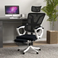 Vinsetto Ergonomic Office Chair, High Back Desk Chair, Reclining Mesh Computer Chair with Adjustable Headrest, Lumbar Support, Foot Rest, Swivel Wheels, Adjustable Height, Black(m-2)