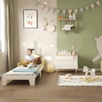HOMCOM Lit pour enfant - structure lit avec tête de lit maison et sommier à lattes Inclus - 90 x 190 cm- pin massif blanc(m-2)