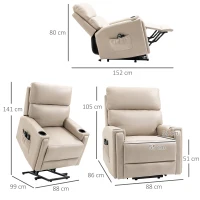 HOMCOM Electric Riser and Recliner Chair, with Massage and Heat - Beige(m-3)