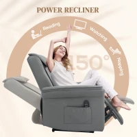 HOMCOM Recliner Armchair with 3D Kneading Massage, Breathable Leather Recliner Chair with Back Massager and Headrest, Electric Reclining Chair with Footrest, Remote, USB Port, Side Pockets for Home(m-5)