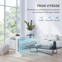 HOMCOM Ventilateur colonne 50W avec télécommande silencieux 3 vitesses minuterie et oscillation 85° 30 x 30 x 78 cm blanc(m-4)
