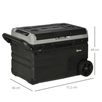 Outsunny Kühlbox Auto 40L mit LED-Beleuchtung Kompressor Autokühlschrank mit Griffe Transportrollen Boot Camper Reisen 12/24V DC und 110-240V AC Grau+Schwarz(m-3)