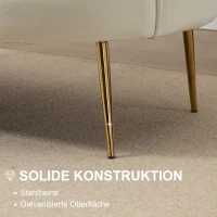 HOMCOM Vintage 2-Sitzer Sofa, Couch, Polstermöbel, Samtoptik, bis 150 kg, Creme/Gold(m-6)