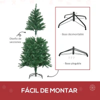 HOMCOM Árbol de Navidad Artificial con Luces Preinstaladas de 150 cm y 502 Ramas Decoración Navideña para Interior Verde(m-7)