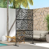 Outsunny Metal Decorative Privacy Screen Outdoor Divider, Black Twisted Lines(m-9)