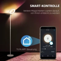 HOMCOM Stehleuchte, Deckenfluter, smart, App- & Sprachsteuerung, viele Farben, Stahl, weiß, 25 x 25 x 168cm(m-5)