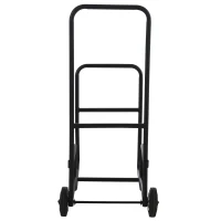 HOMCOM Chariot porte bûches - chariot à bois de chauffage en métal - 2 roues - panier roulant pour bûches à bois noir(m-4)