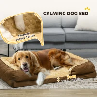 PawHut Calming Dog Bed Pet Mattress w/ Removable Cover, Anti-Slip Bottom, for Large Dogs, 120L x 80W x 22Hcm - Brown(m-6)