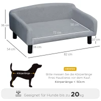 PawHut Hundesofa mit Weichem Bezug Haustiersofa mit Holzbeinen Hundebett 82 x 54 x 36 cm(m-3)