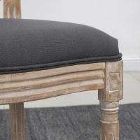 HOMCOM Set of Two French-Inspired Wooden Dining Chairs - Grey(m-8)