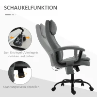 Vinsetto Bürostuhl Massage höhenverstellbarer Chefsessel Gamingstuhl mit Massagefunktion, ergonomischer Drehstuhl Massage Sessel Lendenwirbelsäulenmassage Leinen-Gefühl Grau 63 x 70 x 112-121 cm(m-8)