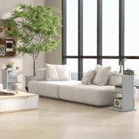 HOMCOM Modern Side Table Set of 2, Three Layer Bedside Table Nightstand with 2 Storage Shelves, for Living room, Bedroom, Grey(m-10)