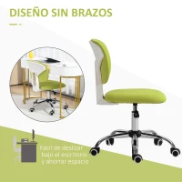 Vinsetto Silla de Escritorio Giratoria Tapizado de Tela con Altura Ajustable Estilo Moderno Carga 120 kg 48x53x80-90cm Verde Lima(m-6)