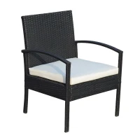 Outsunny Conjunto de Muebles Ratán Jardín Terraza 4 Plazas 4 Plazas 1 Mesa de Café 2 Sillones 1 Banco con Cojín Marco Metal(m-5)