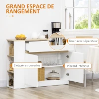 HOMCOM Buffet meuble de rangement avec 2 tiroirs 3 étagères ouvertes et placard 2 portes 110 x 29,5 x 82 cm blanc(m-4)