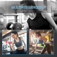 HOMCOM Juego de 8 Mancuernas Portátil 4 Pares de 0.5kg 1 kg 1.5 kg 2kg Caja Exterior para Gimnasio Ejercicios Entrenamiento en Casa Metal 41x30x8 cm Multicolor(m-7)