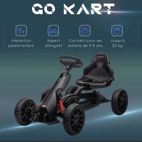 HOMCOM Kart à pédales pour enfants avec siège ajustable 4 positions et roues en EVA 100 x 58 x 58,5 cm noir(m-7)