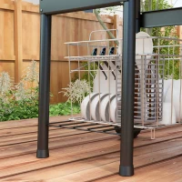 Outsunny Holzkohlegrill Smoker BBQ-Grill, 1 Ablage,inkl. Thermometer, 83 x 46.5 x 115 cm, Schwarz(m-8)