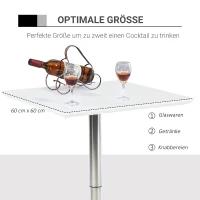 HOMCOM Bartisch Bistrotisch Pub Höhenverstellbarer Quadratischer Stehtisch Tisch Stahl Weiß 60 x 60 x 69-92 cm(m-7)
