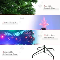 HOMCOM 5 Feet Prelit Artificial Christmas Tree with Multi-Coloured Fiber Optic LED Light, Holiday Home Xmas Decoration, Green(m-6)