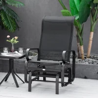 Outsunny Outdoor Gliding Rocking Chair with Sturdy Metal Frame Garden Comfortable Swing Chair, Black(m-10)