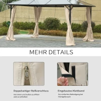 Outsunny Seitenwand 4er Set für 3x4m Pavillon Seitenteile mit Haken 352 x 205 cm Wasserdicht stabil winterfest Seitenteil Seitenwände für Partyzelt Gartenpavillon Beige(m-5)