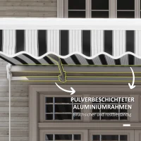Outsunny Markise, Sonnenschutz, einfahrbar, mit Handkurbel, Metallrahmen, Polyester, blau+weiß, 3,95 x 2,45 x 3,50 m(m-6)