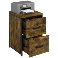 Vinsetto 2-Drawer file Cabinet, Industrial filing cabinets for Home, Hanging File Folders, Vertical Home Office Organizer for A4 Size, Rustic Brown(m-9)