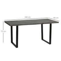 HOMCOM Mesa de Comedor Estilo Industrial con Encimera de Madera y Patas de Acero para hasta 6 Personas 160x85x75 cm Gris(m-3)