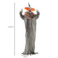 HOMCOM 6' Orange Clown Halloween Animatronic, with Glowing Eyes(m-3)