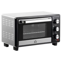 HOMCOM Horno Portátil 16L 1400W con 3 Modos de Calor Temporizador Bandeja de Horneado y Rejilla 44x32x28,1 cm Plata(m-10)