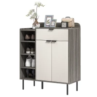 HOMCOM Modern and Minimal 12 Shoe Storage Cabinet - Grey/White(m-11)