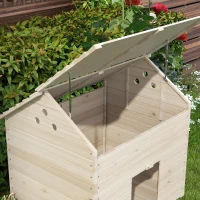 PawHut Wooden Duck House Poultry Coop for 2-4 Ducks with Openable Roof Raised Feet Air Holes Natural(m-8)