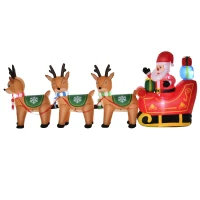 HOMCOM Aufblasbarer Weihnachtsmann Rentiere Outdoor-Weihnachtsdekoration, inkl. Gebläse, 140 m, Rot + Braun(m-10)