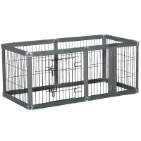 PawHut Dog Play Pen 6 Panel Pet Playpen Foldable Puppy Playpen Rabbit Guinea Pig Run w/ Door for Indoor & Outdoor(m-11)