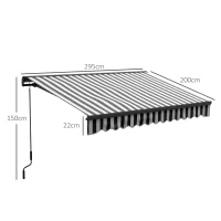 Outsunny 3 x 2m Aluminium Frame Electric Awning, with Remote - Grey/White(m-3)