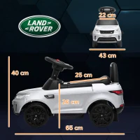AIYAPLAY Elektro Kinderauto 6V, Land Rover, Fahr-/Schiebemodus, Scheinwerfer, Musik, Weiß(m-3)