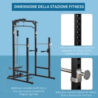 HOMCOM Stazione Fitness Multifunzione Power Tower per Palestra in Casa e Ufficio 155x118x220cm Nero(m-6)