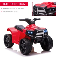 HOMCOM 6V Kids Electric Ride on Car, ATV Toy, Quad Bike with Headlights, Horn, for Toddlers 18-36 Months Red(m-5)