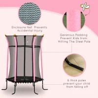 HOMCOM Kids Trampoline Mini Bouncer with Enclosure Safety Net For Ages 3-10 Years - Pink(m-5)