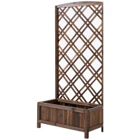 Outsunny Jardinière avec Treillis - bac à Fleurs - jardinière sur Pied - dim. 60L x 30l x 122H cm Bois Sapin traité carbonisation(m-10)