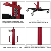 Homcom Vérin de Fosse Hydraulique en Métal Rouge 112 x 23 x 28 cm(m-4)