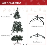 HOMCOM 6FT Artificial Snow-Dipped Christmas Tree Xmas | Home Home Indoor Decoration | Removable Stand w/ White Berries Star Topper Branch Green(m-6)