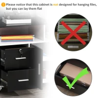 HOMCOM Mobile File Cabinet for Home Office, Lateral Filing Cabinet, Printer Stand with Open Shelves, Lockable Drawer,100cm x 35cm x 65cm, Black(m-7)