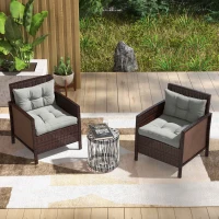 Outsunny 2-Piece Seat Cushions Back Pillows Replacement, Patio Chair Cushions Set for Indoor Outdoor, Light Grey(m-10)