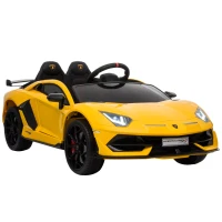 HOMCOM Lamborghini Aventador Licensed 12V Kids Electric Ride On Car Racing Car Toy with Parental Remote Control Battery-powered 2 Motors Music Lights for 3-8 Years Old Yellow(m-11)