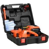 DURHAND Kit de Gato Eléctrico para Coche 12V 15,5-45cm Kit Elevación de Automóvil con Luz e Inflador 36x33x16cm Naranja(m-1)
