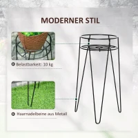 Outsunny Blumenständer 3er Set aus Metall Pflanzenständer Set Blumenhocker Blumentopfhalter Pflanzenhocker für Blumentopf bis Ø16 cm Schwarz(m-5)